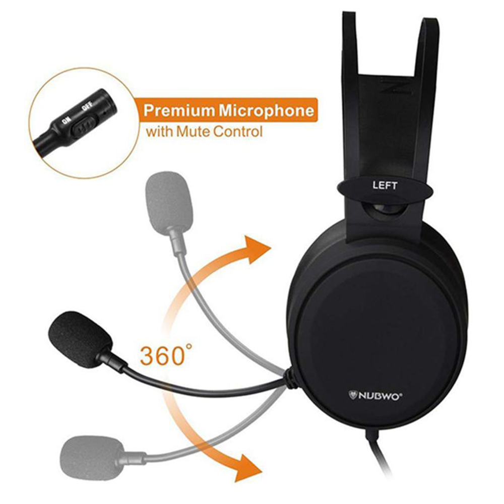 NUBWO Deep Bass Over-Ear Gaming Headphones With Mic Black N7
