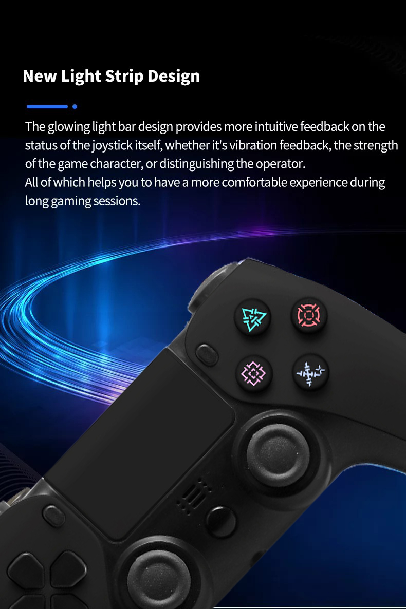 Wireless Bluetooth Controller for Ps4/Pc/Steam with Gyroscope and Dual Vibration