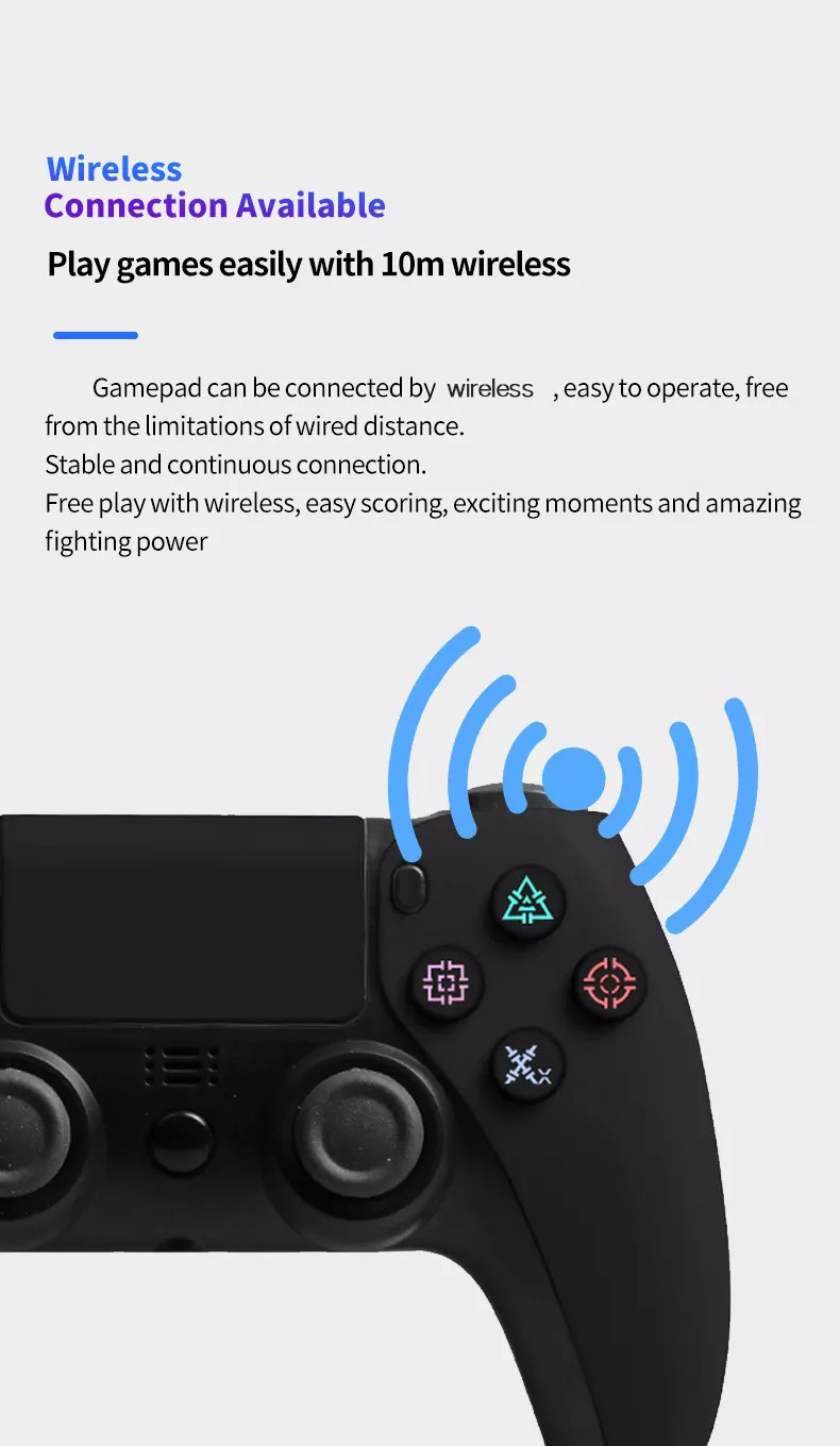 Wireless Bluetooth Controller for Ps4/Pc/Steam with Gyroscope and Dual Vibration