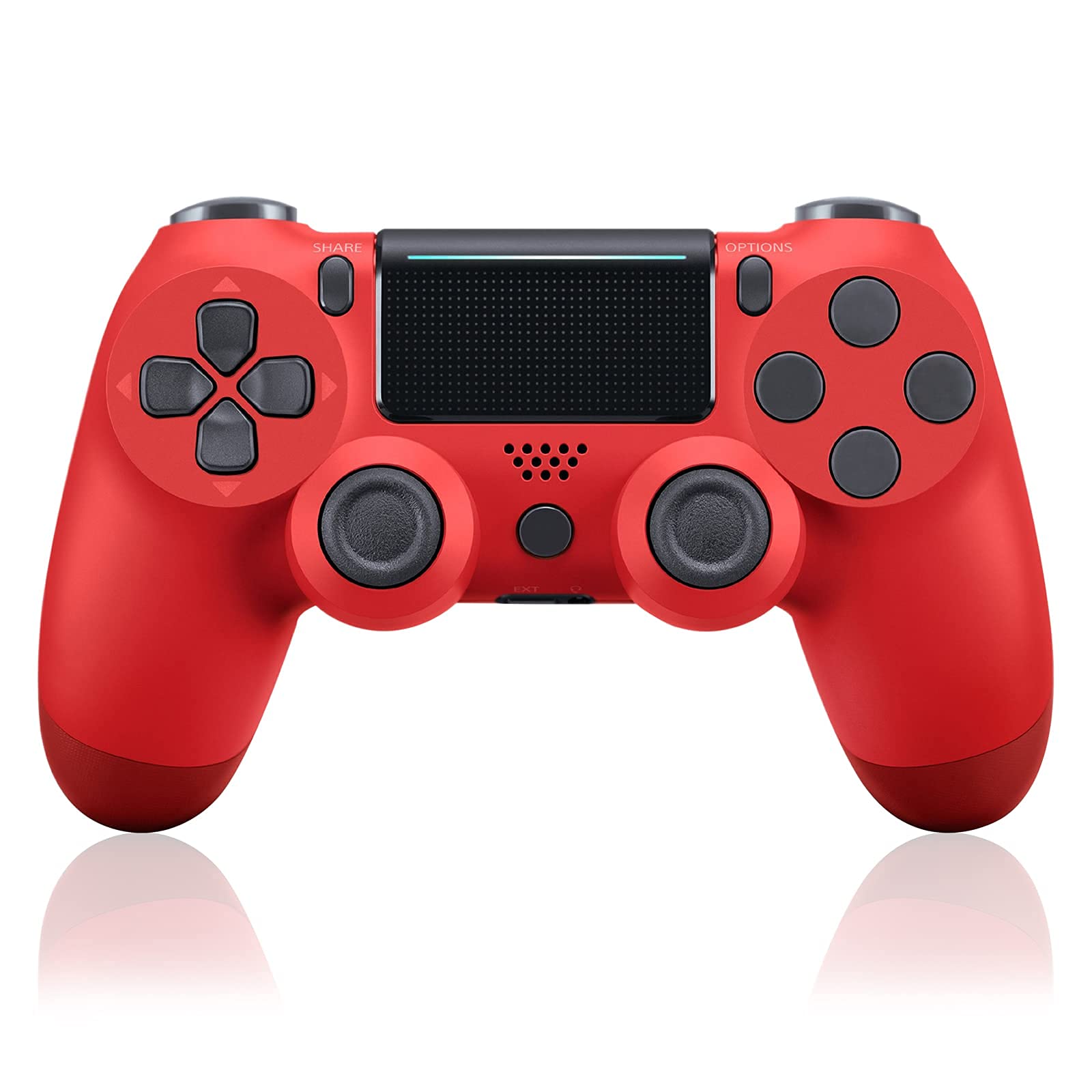 Bluetooth Wireless Game Controller for PS4/Slim/Pro/PC/iOS/Android/Steam with Dual Vibration, Headphone Jack Red