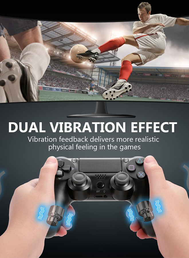 Bluetooth Wireless Game Controller for PS4/Slim/Pro/PC/iOS/Android/Steam with Dual Vibration, Headphone Jack Black