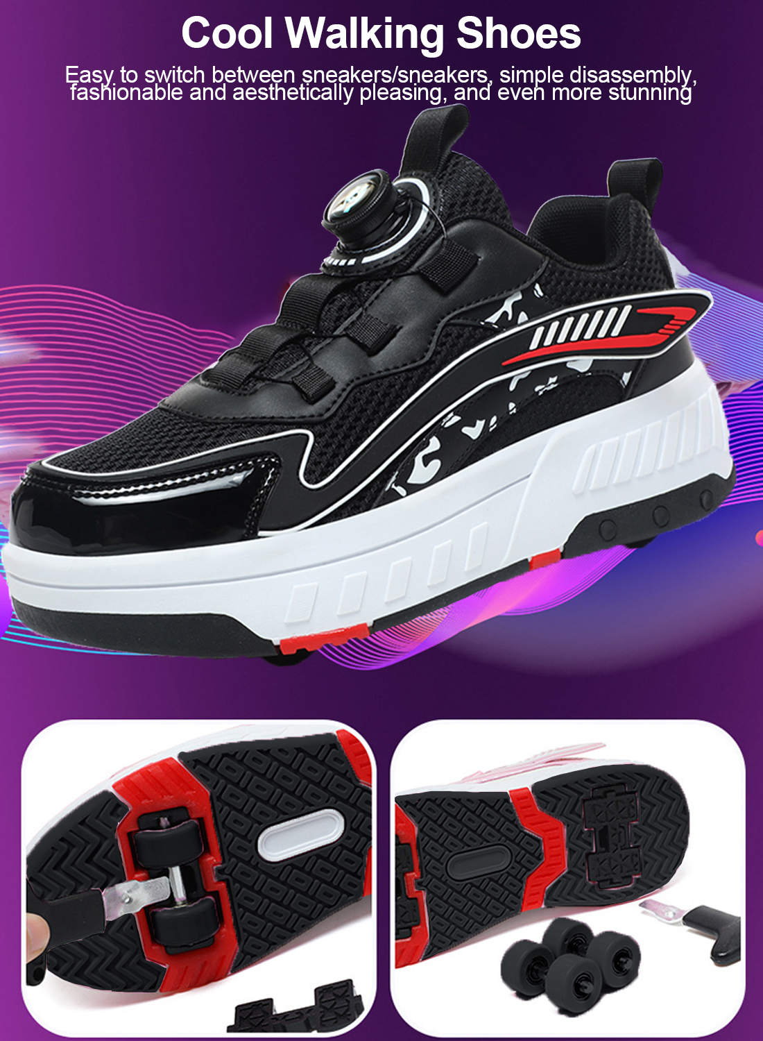 Kids Roller Skate Shoes Fashion With Four Wheels Sport Sneaker Outdoor For Kids For Boys Girls