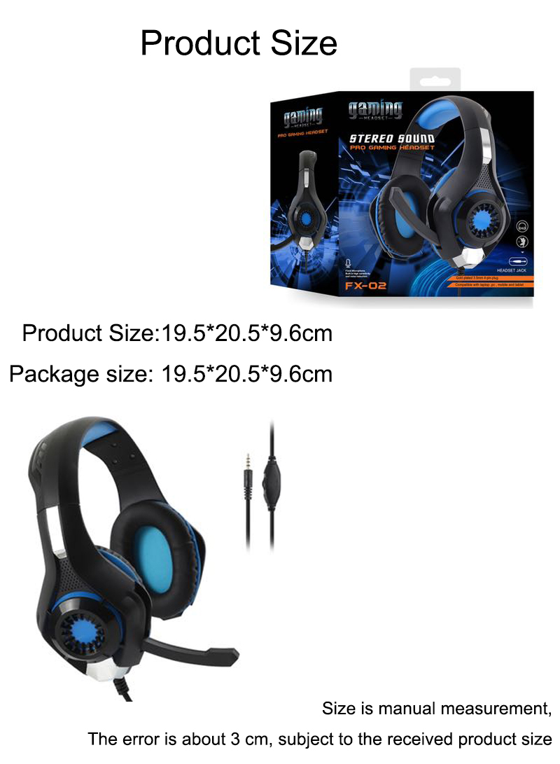 FX-02 Wired Over Ear Gaming Headset Stereo Sound with Microphone