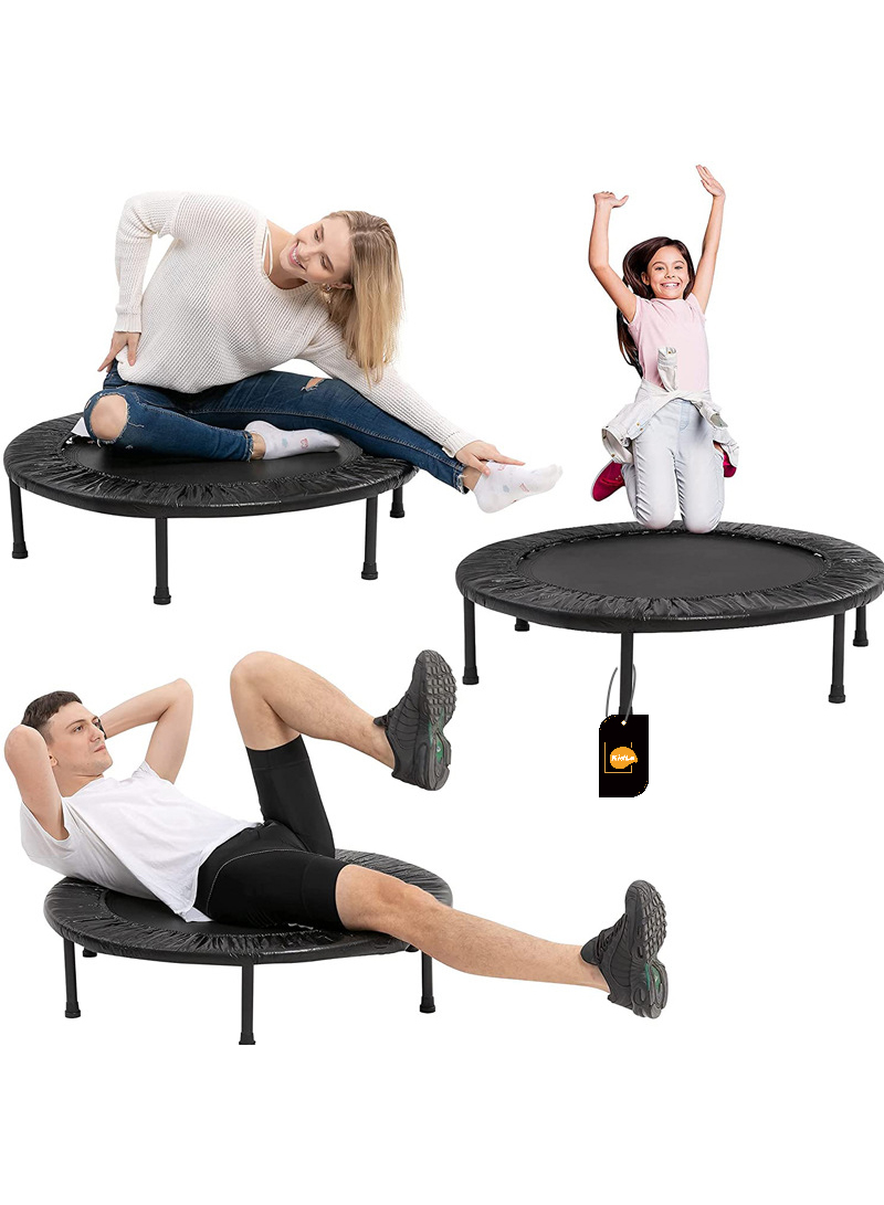 48 Inch Foldable Trampoline Round Jumping Pad Cardio Elastic Yoga Exercise Max Load