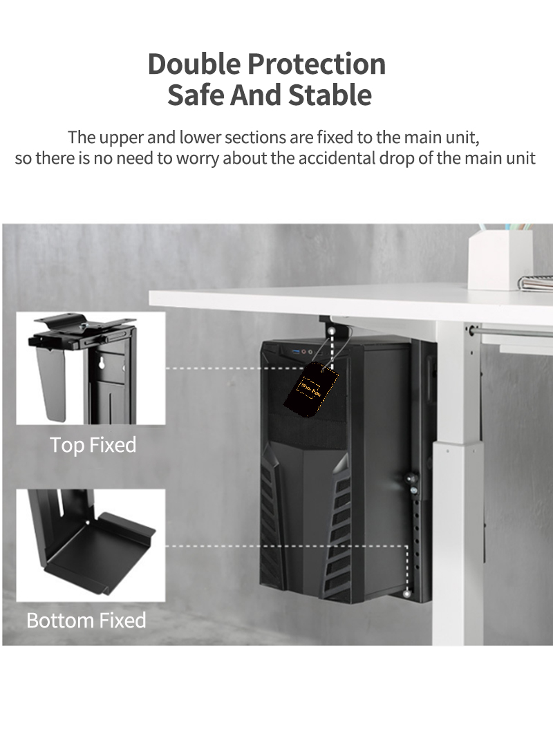 CPU Holder Under Desk Mount - Adjustable Wall PC Mount with 360° Swivel, Heavy Duty Computer Tower Holder