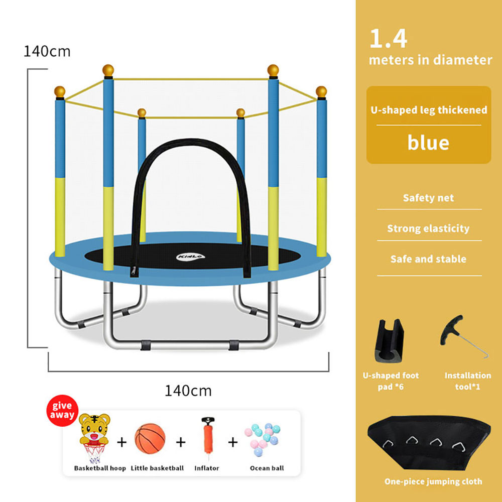 Kids Trampoline with Safety Net, Bounce Jumping Bed for Indoor Outdoor Backyard Garden, Toddler Trampoline with Basketball Hoop