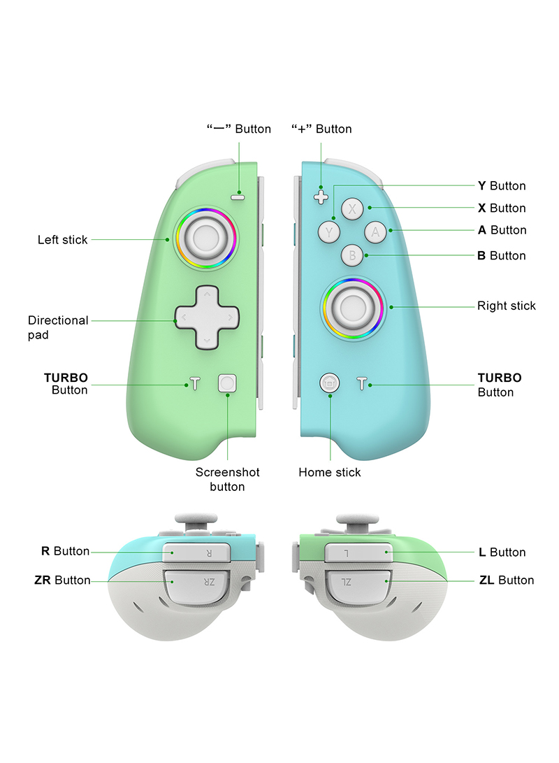Wireless Joy Con Controller with Dual Vibration and Gyroscope axis Compatible with Switch/Switch Lit