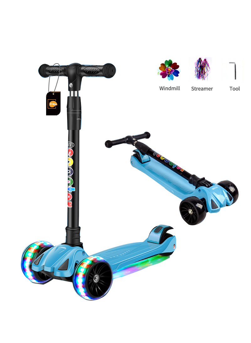 New Children's Scooter Flash Wheel Music Light Folding Pedal Scooter