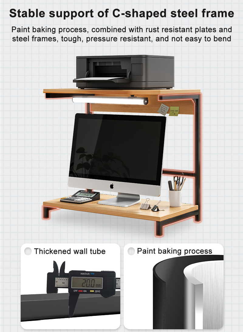 Monitor Stand Riser with LED Hanging Light, Desktop Storage Stand for PC, Desktop, Printer, Laptop