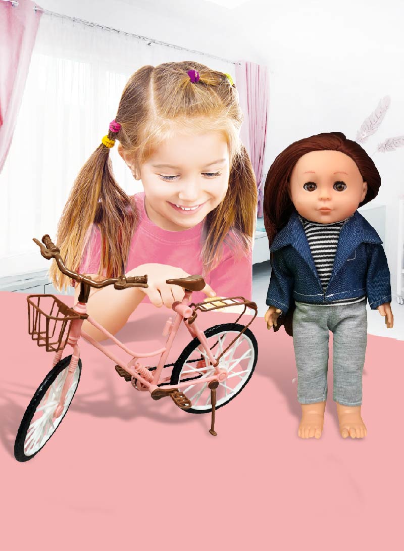 12 Inch Pretend Play Doll Set Baby Doll Kit for Kids Includes 12 Inch Doll Complete Accessories for Toddlers Boy Girl Random Color（Doll+Camera+Bicycle）