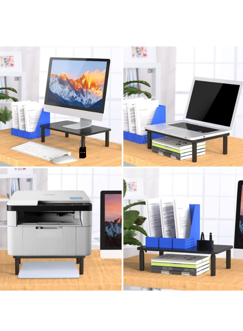 Monitor Stand Riser, Adjustable Laptop Stand Riser Holder, 3 Height Adjustable Underneath Storage for Office Supplies (STT003), 1 Pack, Black