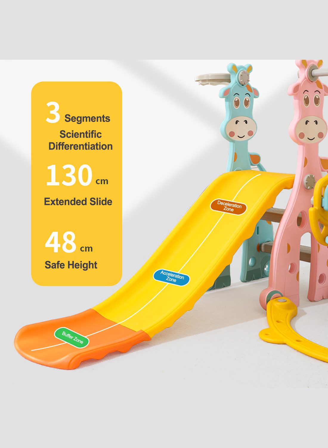 Children's Slide Kids Slide with Basketball Hoop Indoor Home Multi-Function Combination Folding Toys Baby Slide For Boys and Girls