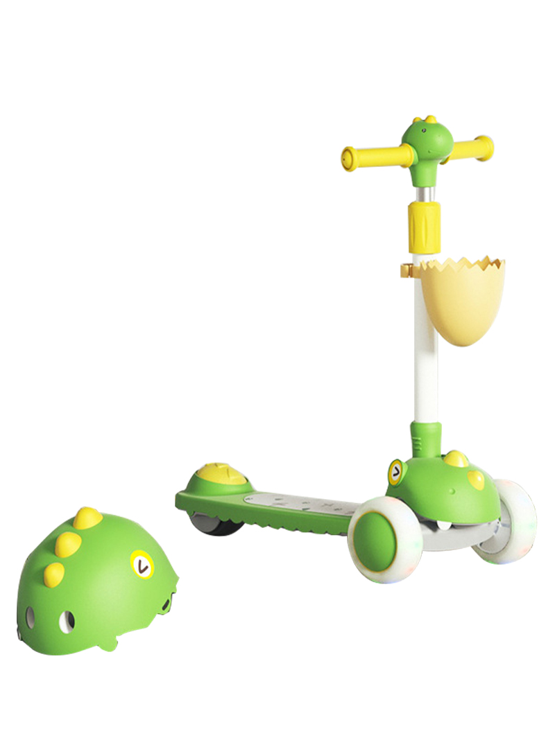 5-in-1 Dinosaur Balance Bike and Scooter for Kids with Adjustable Handlebars, Shock-Absorbing Seat, and Foldable Design - Perfect for Different Development Stages