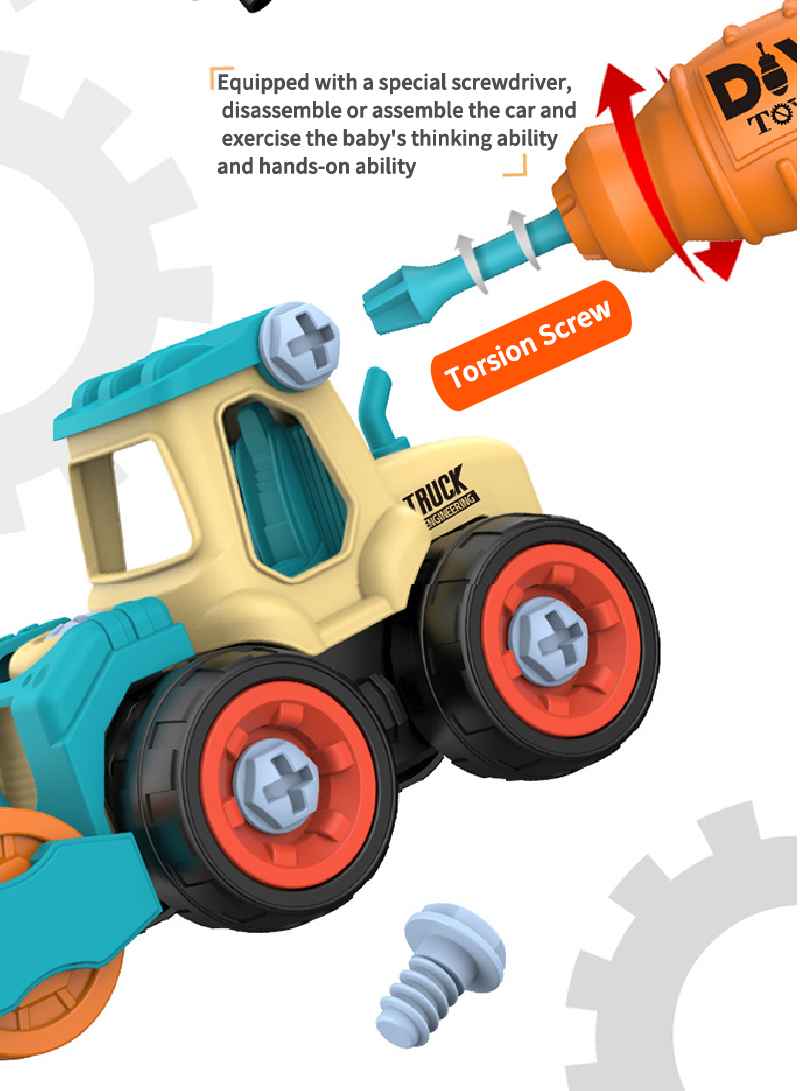 Children's Disassembly Engineering Car Toy Diy Nut Assembly Puzzle Disassembly Simulation Sliding Excavation Disassembly Car