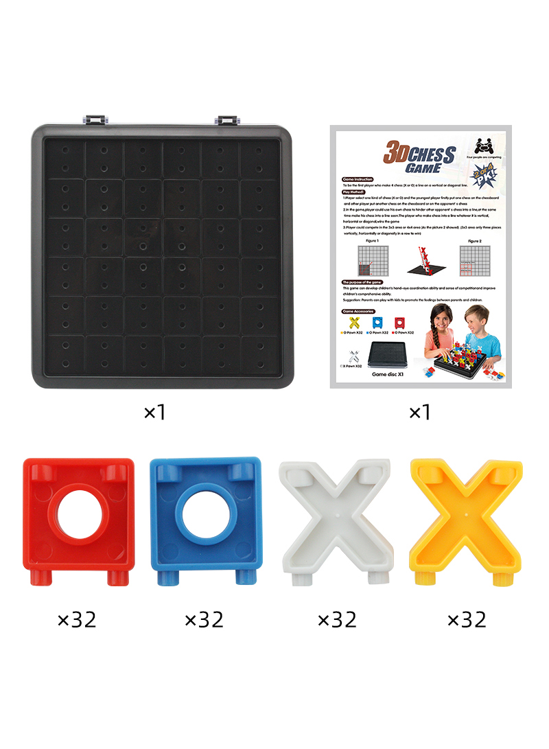 3D Stereo XO Chess Puzzle Game Tic-Tac-Toe Game, Surprise Tic Tac Toe, Blue Orange Board Game Indoor, Family Games to Play and a Classic Game Home Decor