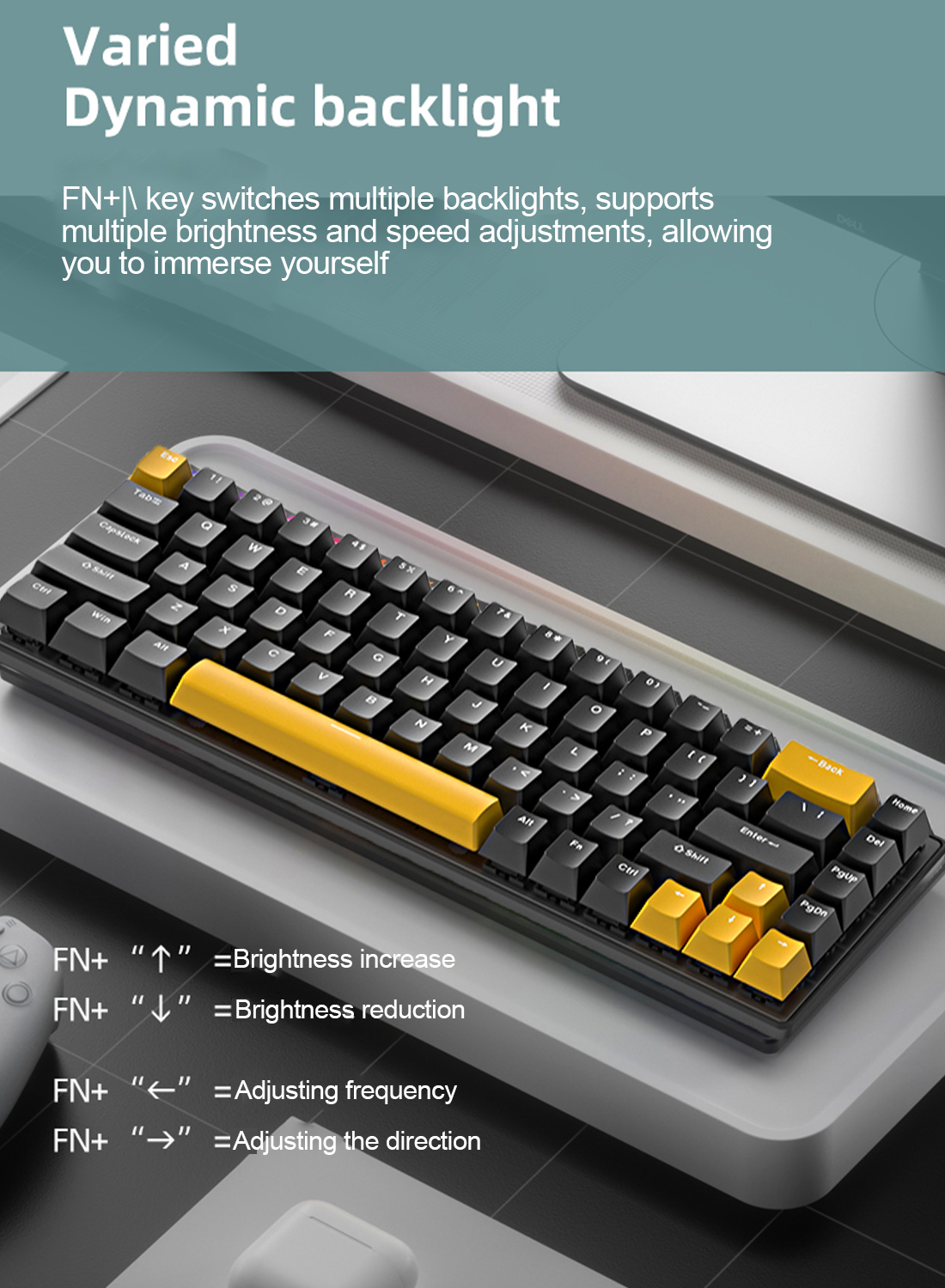 65% Wired RGB Blue Switch Gaming Keyboard, 68 Keys Hot-Swappable Compact Mechanical Keyboard for PC/Computer