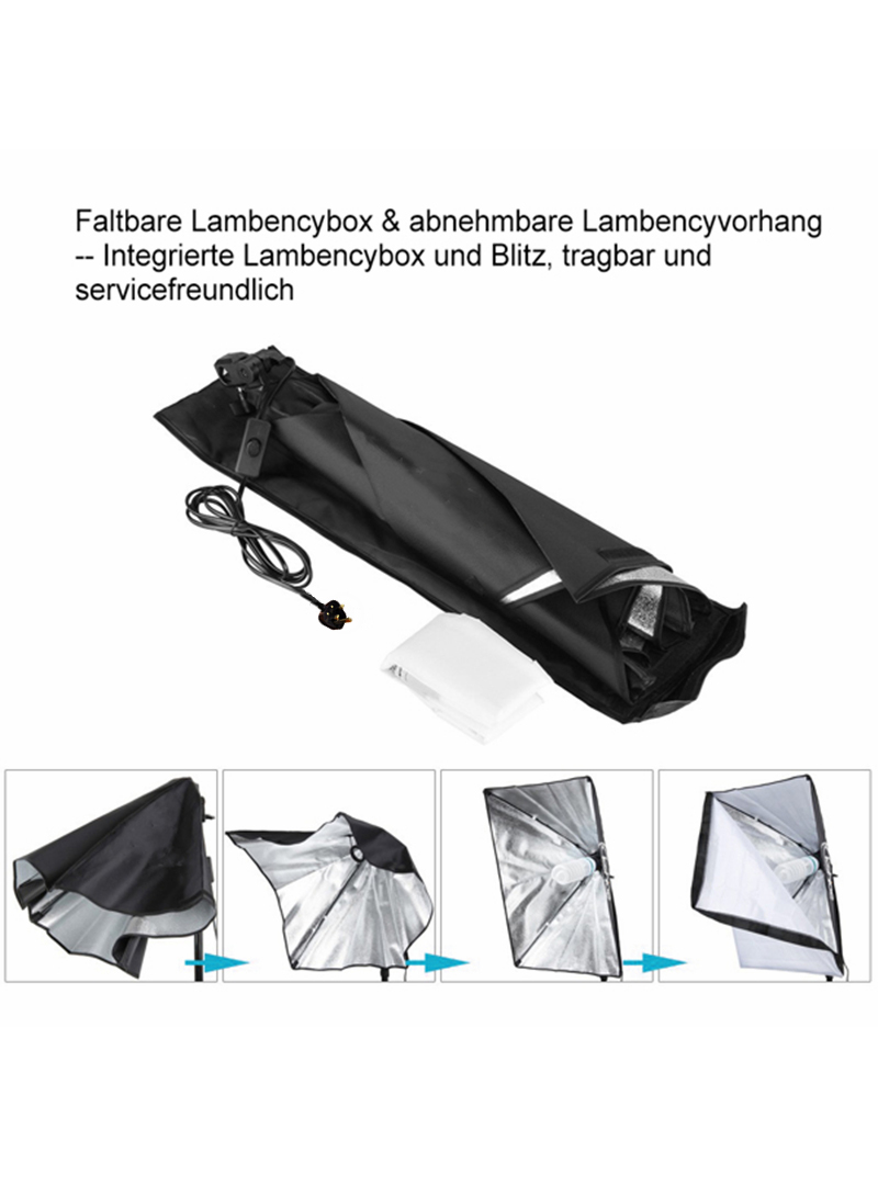 Photography Softbox Lighting Kit with 200W 3 Colors Bulb Softbox and Carry bag
