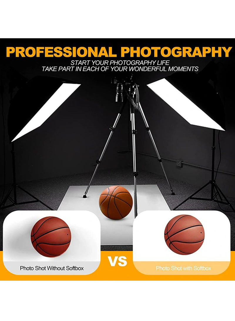 Photography Softbox Lighting Kit with 2 Pcs 105W Bulb Softbox and Carry bag