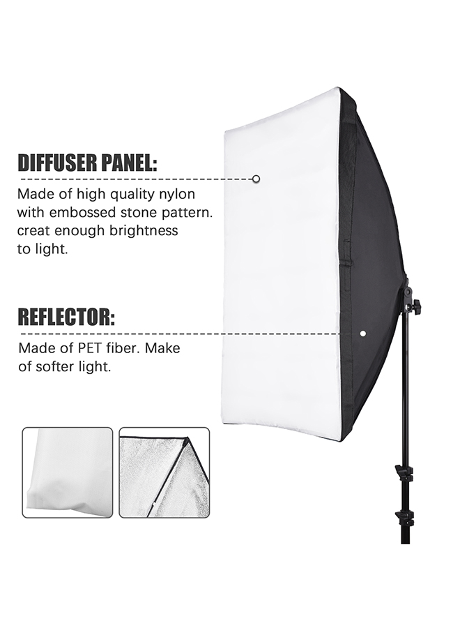 Photography Softbox Lighting Kit with 2pcs 135W Bulbs Softboxs and Carry Bag