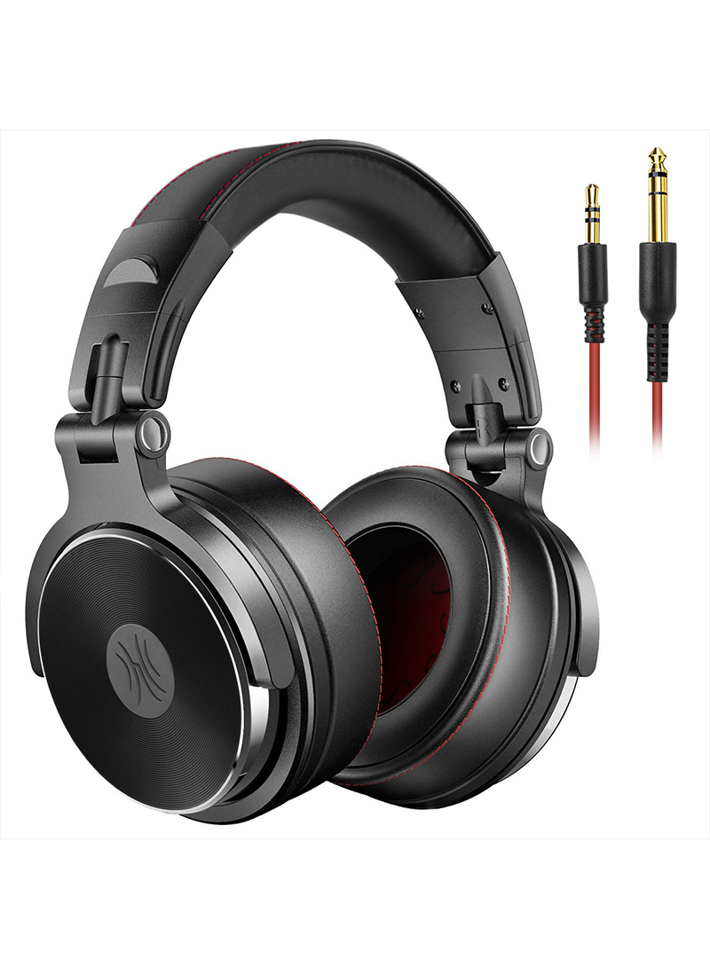 Pro 50 Adapter-Free Over Ear Headphones for Studio Monitoring and Mixing Sound Isolation Protein Leather Earcups with Mic