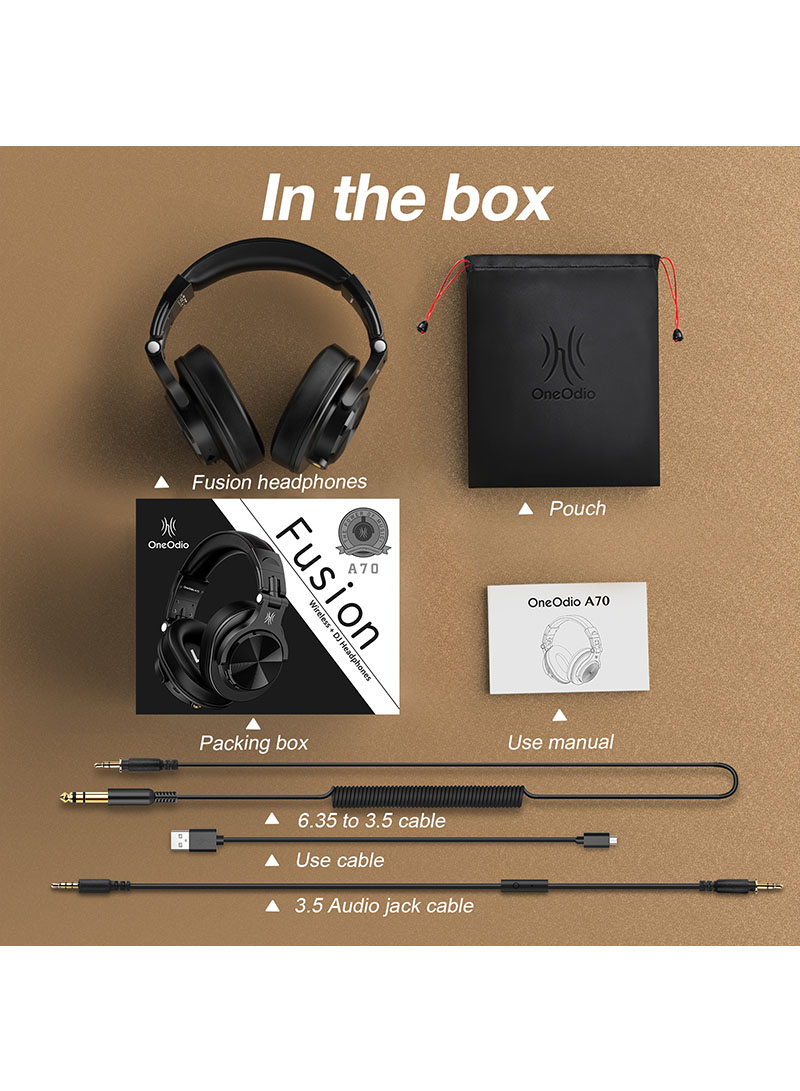A70 Bluetooth Over Ear Headphones, Wireless Headphones With 72H Playtime, Shareport, Foldable, 3.5Mm/6.35Mm Stereo Jack For Guitar Amp Computer PC Tablet Home Office Travel