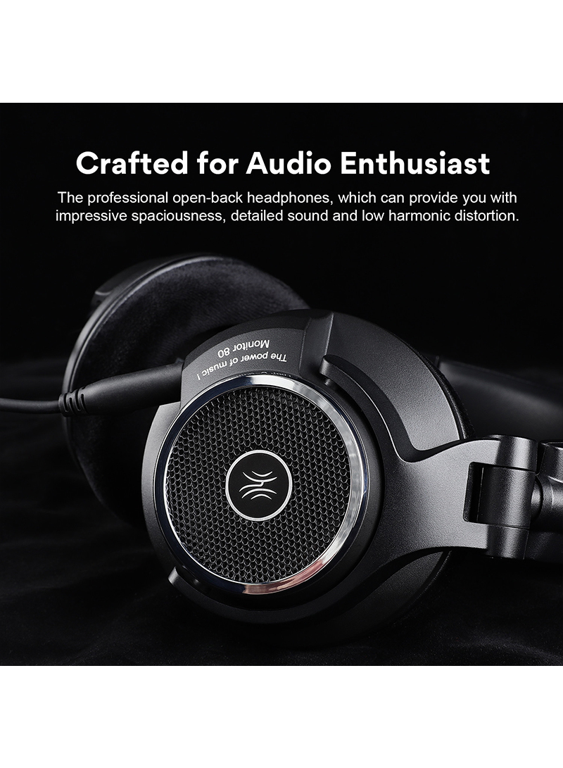 Monitor 80 Open Studio Headphones with Cable Over-Ear with 250 Ohm, Monitor 80 Headphones for Mixing, Mastering, Editing, Velvet Ear Pads, Removable Cable (3.5 mm/6.35 mm Left)