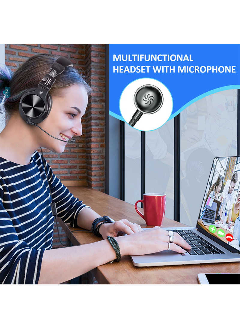 A71D USB headset with Mic Over Ear headphones with In-Line Mute Cable &amp; Wired Stereo Laptop Headsets for Zoom Skype Office Conference Phone Call Online Course &amp; PS4 Xbox One PC Gaming