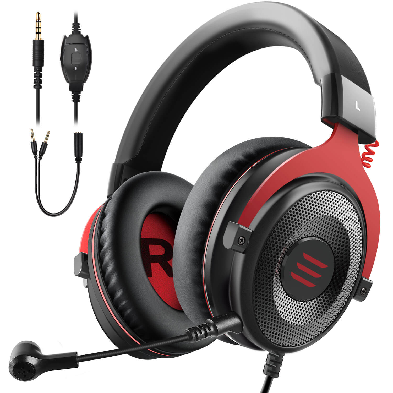 Wired Stereo Gaming Headset-Over Ear Headphones with Noise Cancelling Mic for PS4, Xbox One, Nintendo Switch, PC, Mac, Laptop