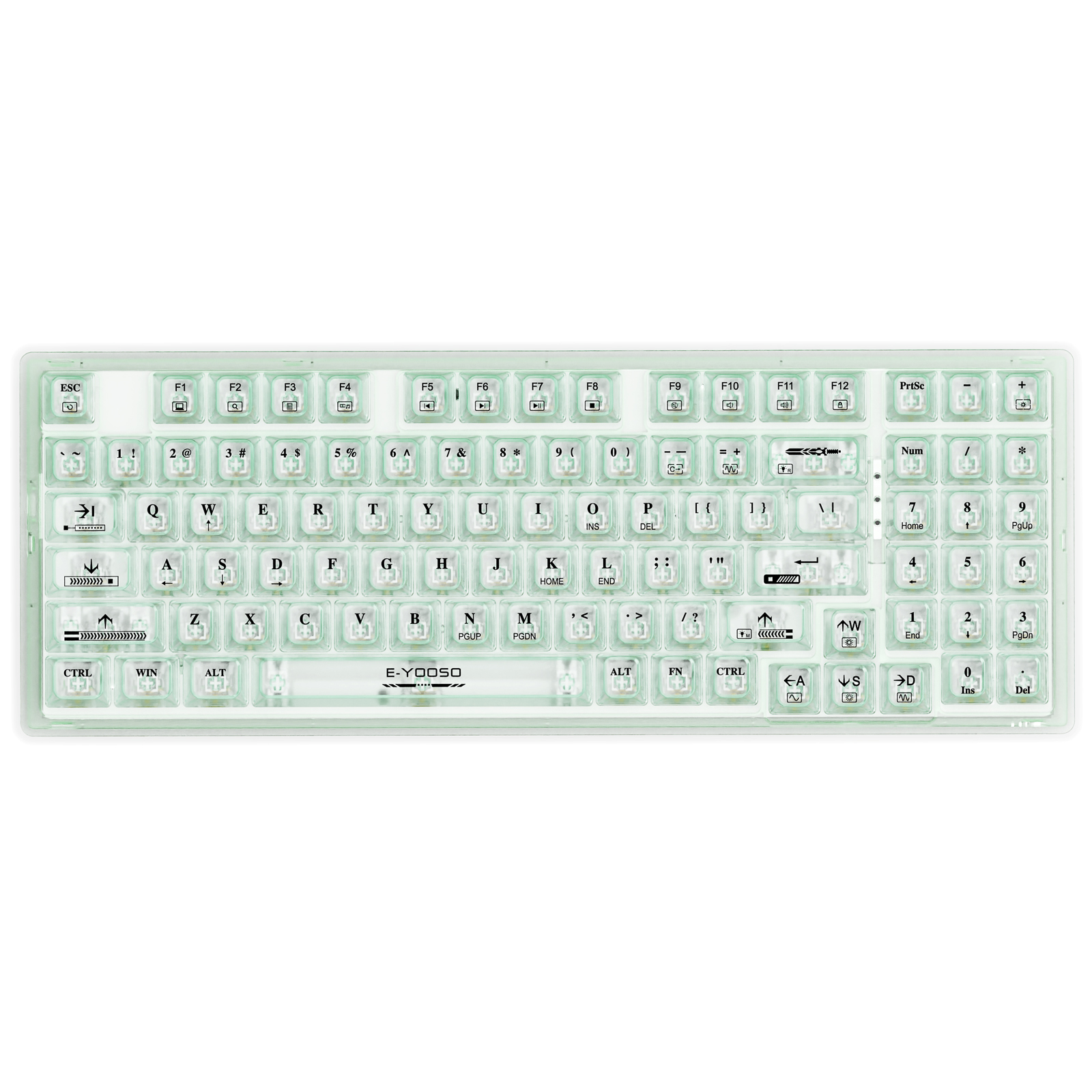 Z94 95% Gaming Keyboard Transparent PBT Keycaps,94 Keys Red Switch USB Wired Mechanical Keyboard with RGB Side Light