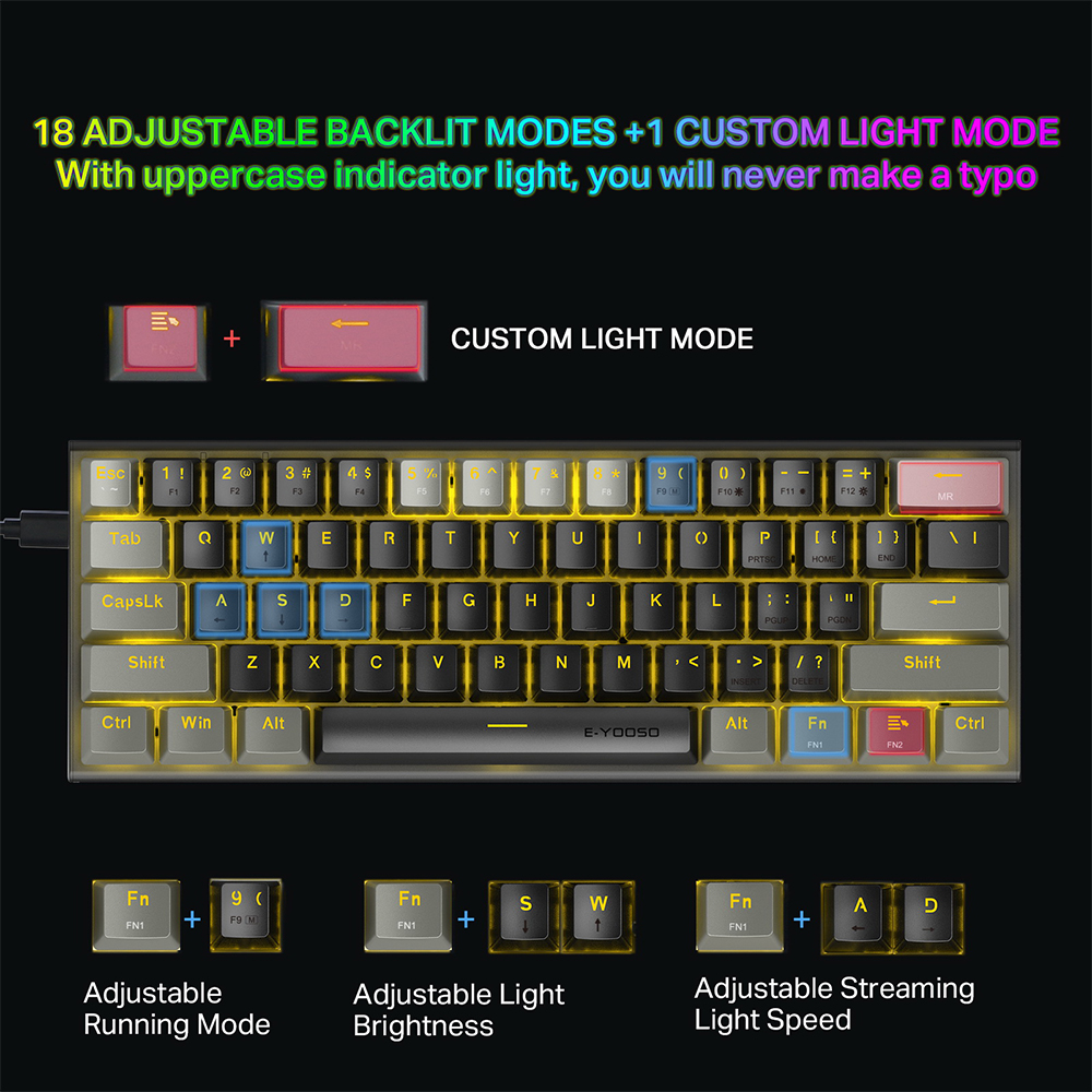 Z11 RGB Mechanical Gaming Keyboard,RGB Backlit Wired  Keyboard with Red Switches for Windows, Mac OS Gamers