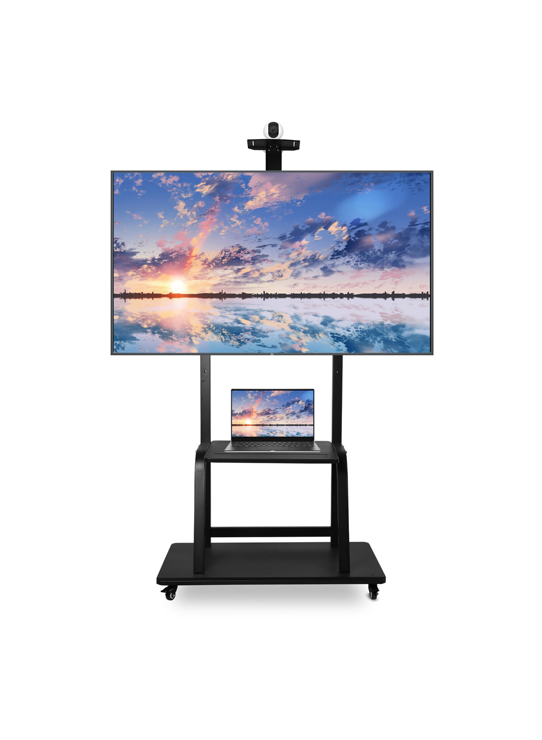 Mobile TV Stand with Projecter and Laptop Shelf for 32-75 Inch Screens for Living Room, Bedroom and Office, Holds up to 150 lbs