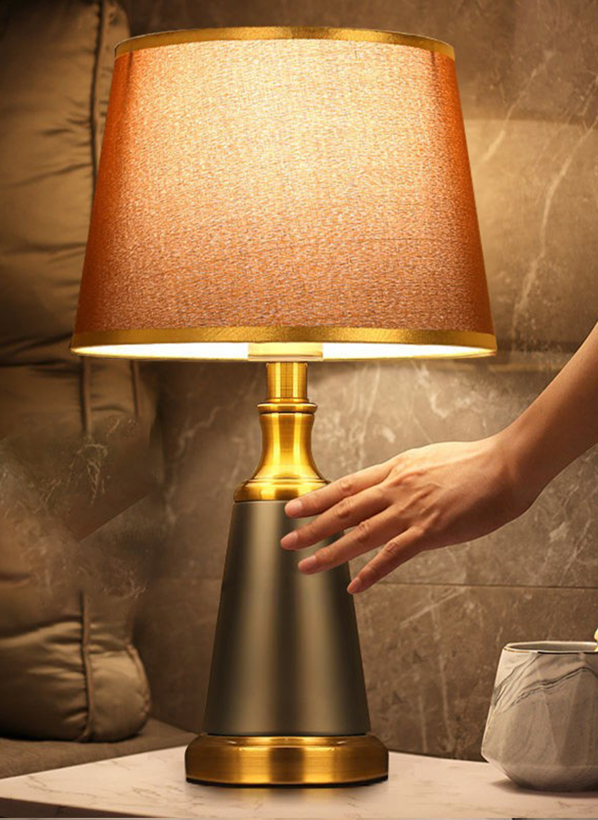 LED Home 3-Color Dimming Table Lamp, Touch Sensor Bedside Lamp