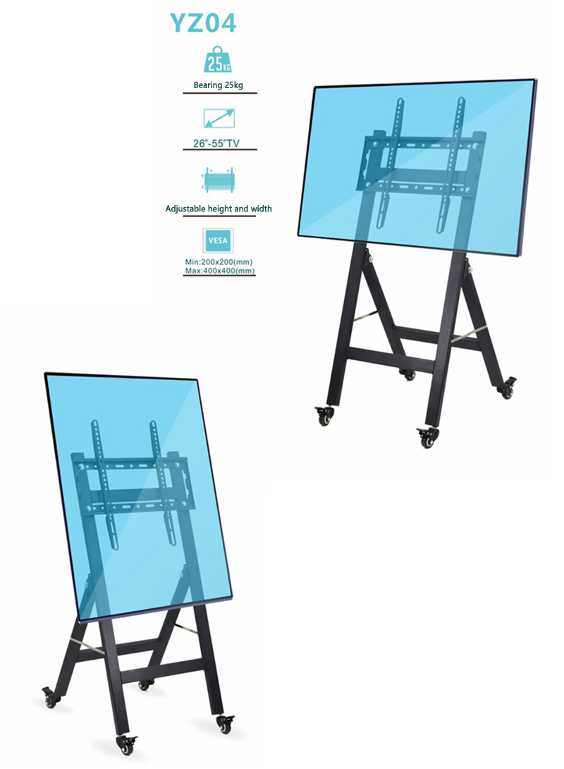Foldable Mobile TV Stand Floor TV Cart Mount for 26-55 inch TVs