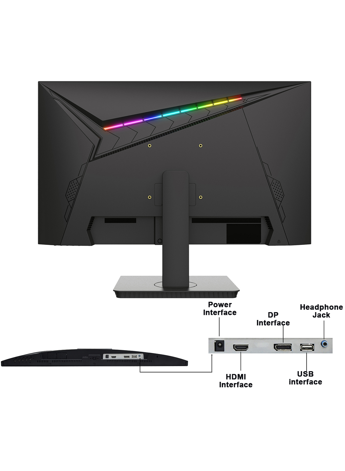 24.5 inch Flat Screen Gaming Monitor 100Hz,FHD 1920 ×1080 1ms Response,VESA Mountable(HDMI,DP,USB,Audio)-Black