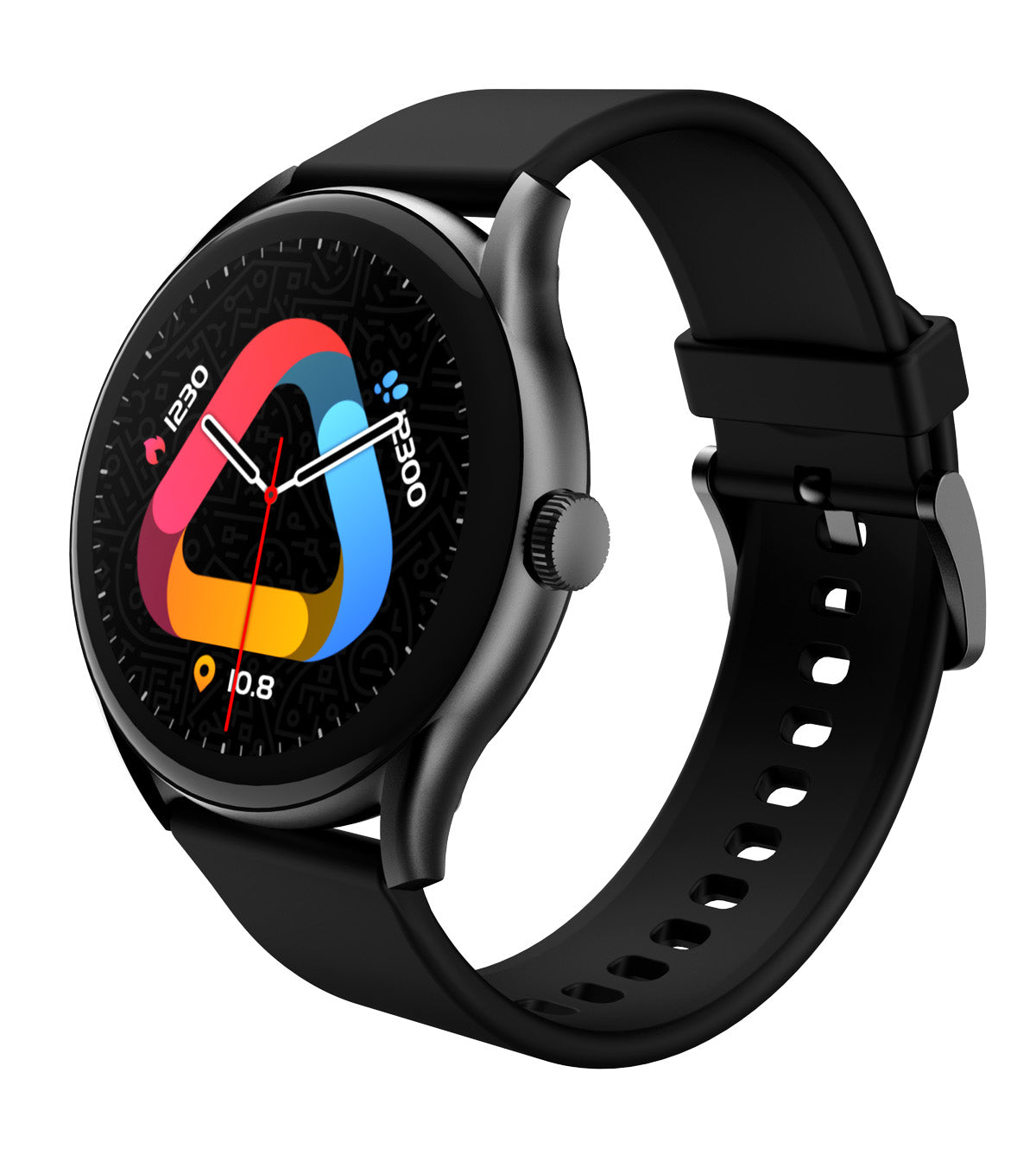 QCY Watch GT Smart Watch With Retina AMOLED HD Display, Brightness Sunlight Display, Health Monitoring, 10 Days Battery and 100 + Sports Modes - Black