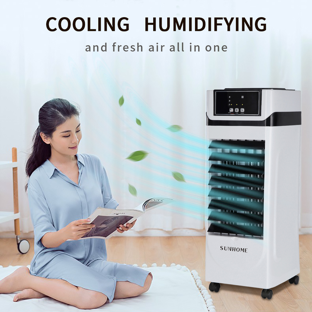 Evaporative Air Cooler, Led Display Cooling Fan with 3 Modes &amp; 3 Speeds, Windowless Air Conditioner with Remote Control